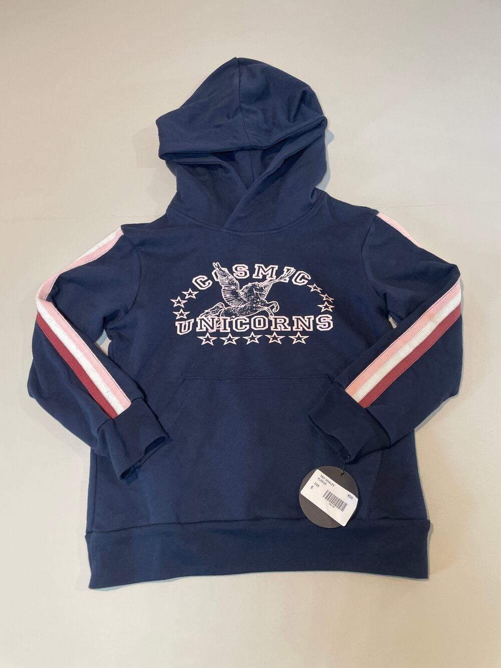 Tiny Whales Hoodie Size 6 Navy Blue Unicorn Graphic – Cotton – Made in USA – NWT